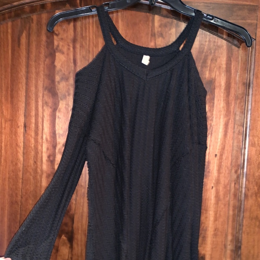 Black cold shoulder sweater